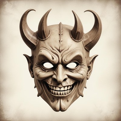 A detailed devil mask with horns