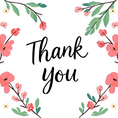 Thank you card with pink flowers