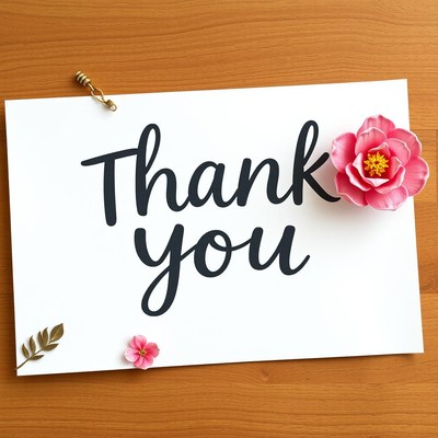A simple thank you note with flowers