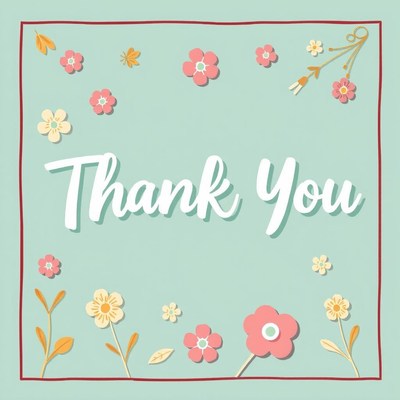 A simple thank you card with floral accents
