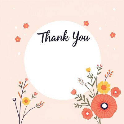 A simple thank you card with flowers