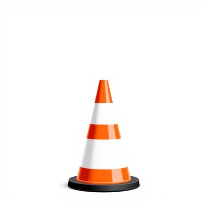 Orange and white cone on a white background