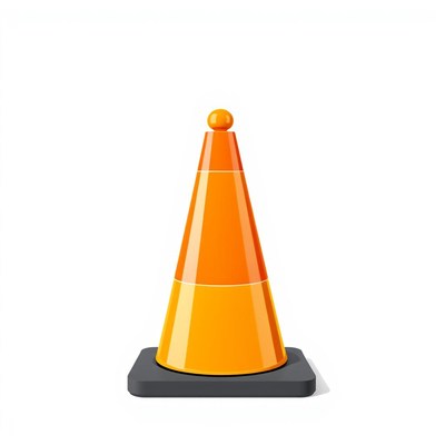 An orange traffic cone on a white background