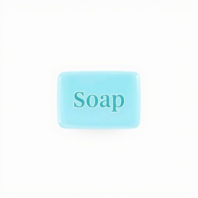 A bar of soap is on a white background