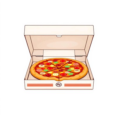 A pizza sits in a box, ready to be eaten
