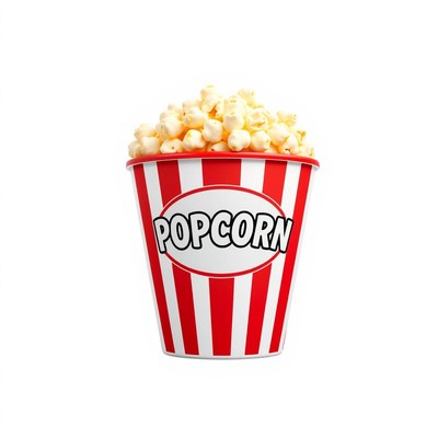 A red and white striped popcorn bucket