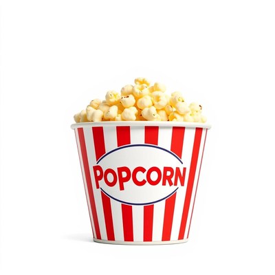 A red and white striped popcorn bucket