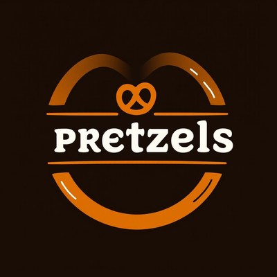 A pretzel logo on a dark background