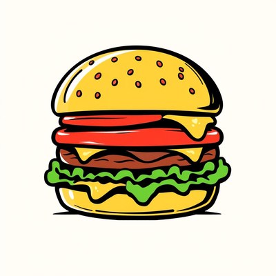 This is a cartoon image of a hamburger
