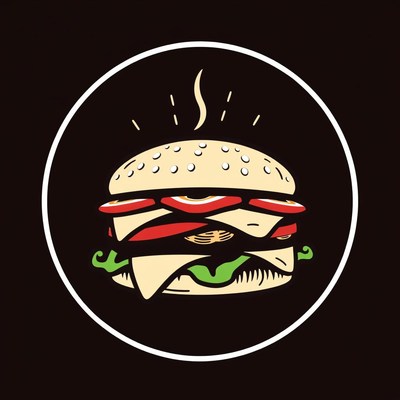 Juicy burger illustration for food design