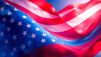 An american flag waving in the wind