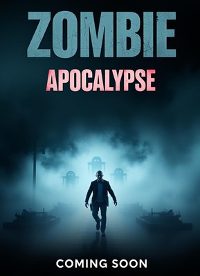 A man walks towards a foggy city in the zombie apocalypse