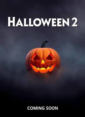 A lit jack-o'-lantern sits against a dark background