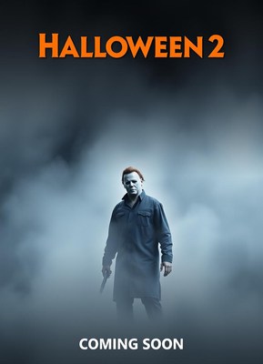 The poster for halloween 2 features the iconic villain