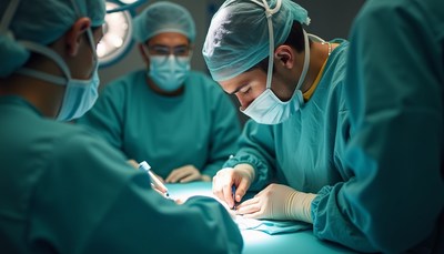 A surgeon performs surgery in an operating room
