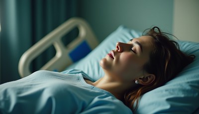 A woman sleeps in a hospital bed