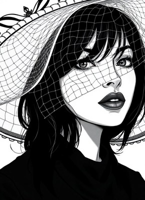 A woman in a hat gazes intensely