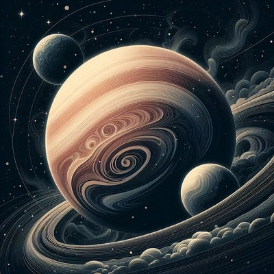 A large, gas giant planet in space