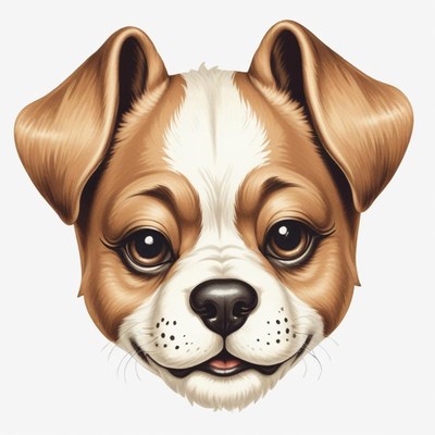 A cute brown and white puppy smiles