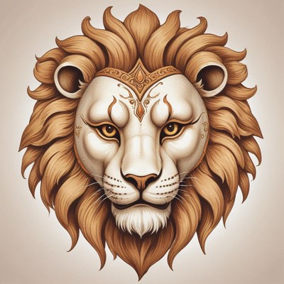 A detailed illustration of a lion's head