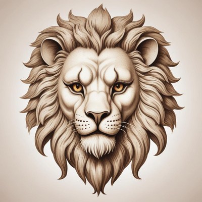 A detailed lion head illustration