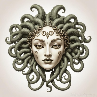 A detailed drawing of medusa, the gorgon