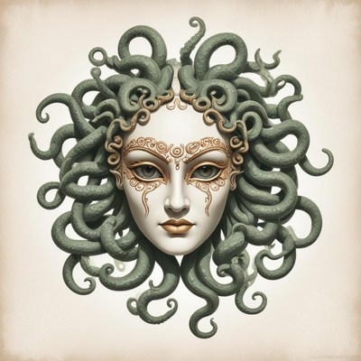 A digital illustration of medusa