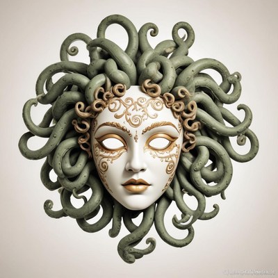 A medusa mask with intricate details