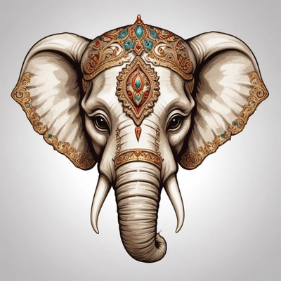 An elephant's head with ornate gold and jewels