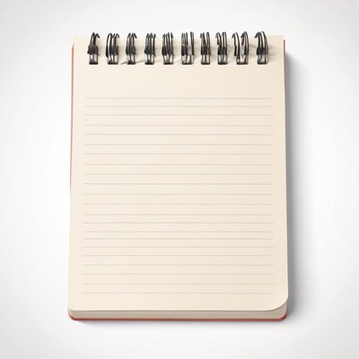 A blank spiral notebook on a white surface