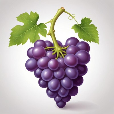 A bunch of purple grapes on a vine