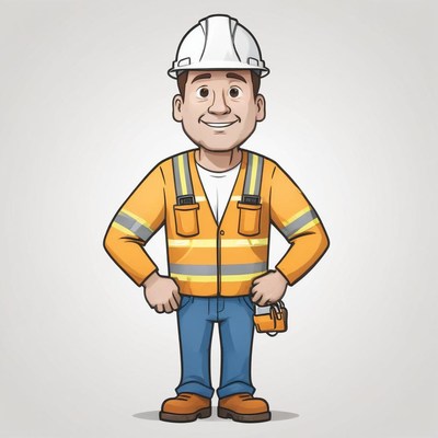 A construction worker stands with his hands on his hips