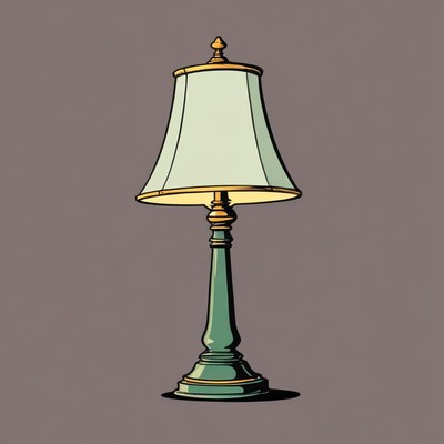 A green lamp with a white shade