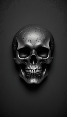 Intricate skull design against a black background
