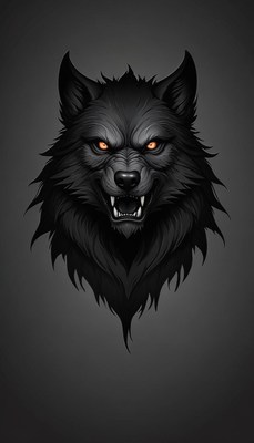 A black wolf snarls with its mouth open