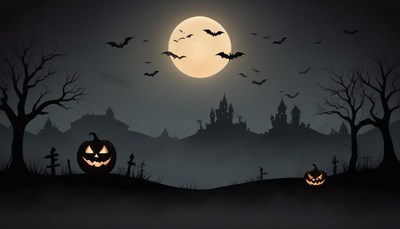 A spooky halloween night with a full moon