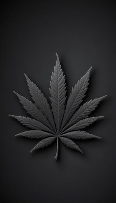 A black marijuana leaf on a dark background