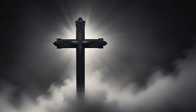 A cross stands tall in the clouds