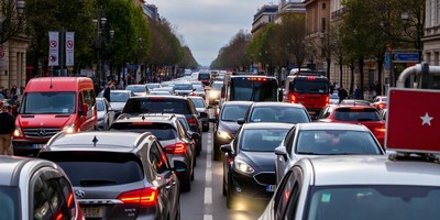 Traffic in paris, france, during rush hour
