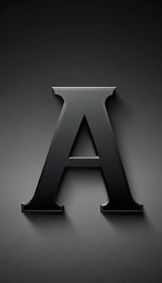 A black letter a stands out against a gray background