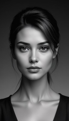 A woman looks directly at the camera