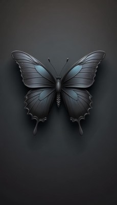 A black butterfly rests on a dark background