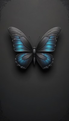 Black butterfly with blue accents on dark background
