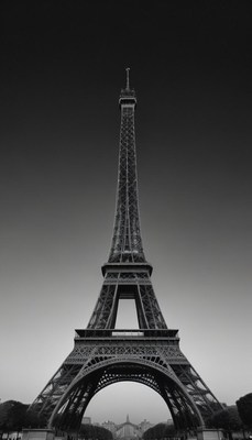 The eiffel tower stands tall against a gray sky