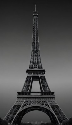 The eiffel tower stands tall against the cloudy sky