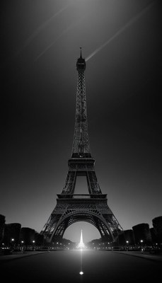 The eiffel tower stands tall against the night sky