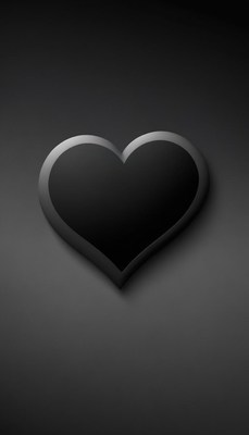 A black heart on a gray background