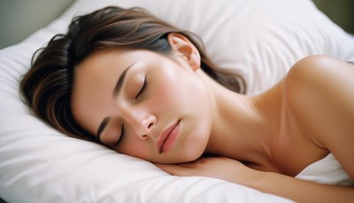 A woman sleeps soundly in bed