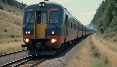 A passenger train travels through a forest