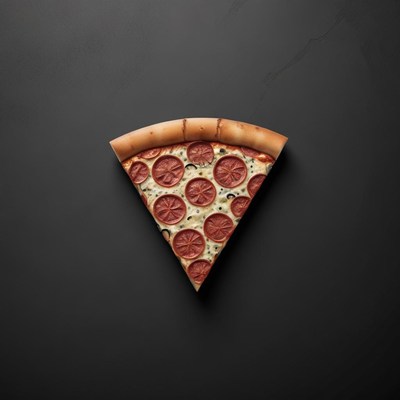 A slice of pepperoni pizza on a dark countertop